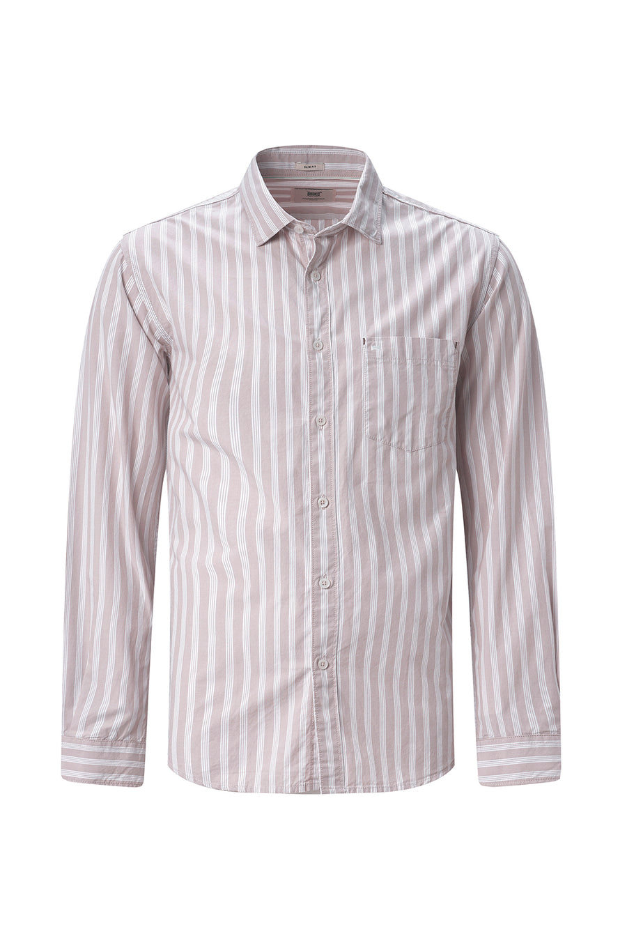 BASICS SLIM FIT MOONLIGHT BEIGE COTTON STRIPE SHIRT