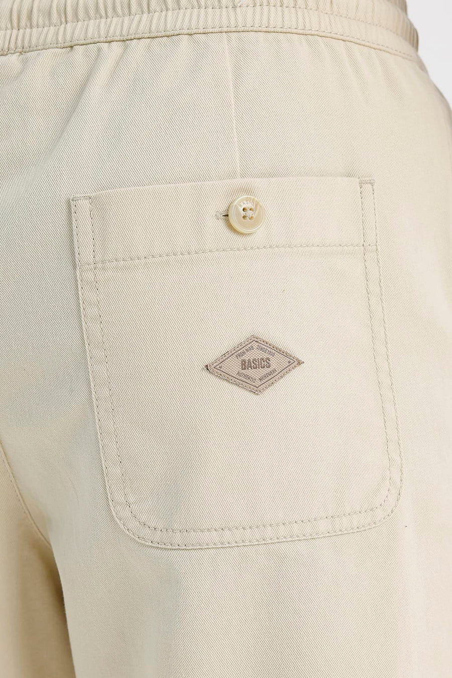 BASICS COMFORT FIT WOOD ASH BEIGE COTTON STRUCTURE SHORTS