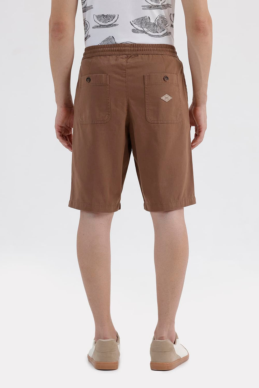 BASICS COMFORT FIT COCA MOCHA BROWN COTTON STRUCTURE SHORTS