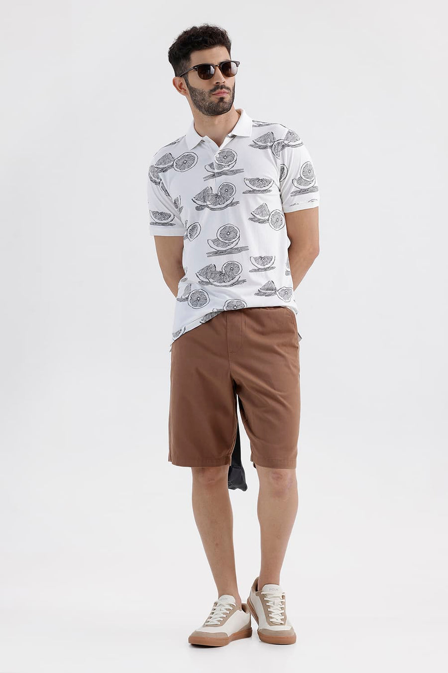 BASICS COMFORT FIT COCA MOCHA BROWN COTTON STRUCTURE SHORTS