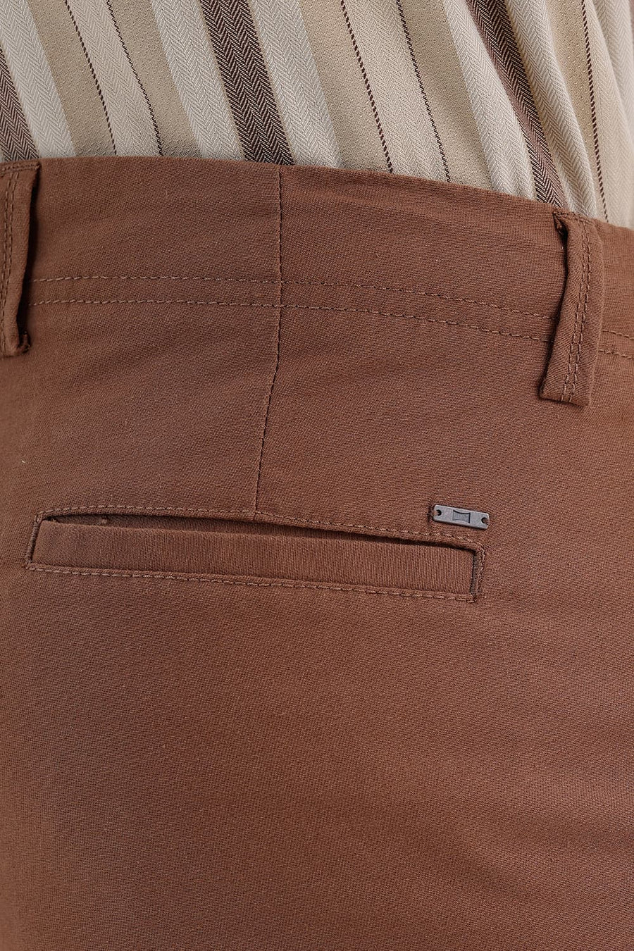 BASICS COMFORT FIT COCA MOCHA BROWN COTTON STRUCTURE SHORTS