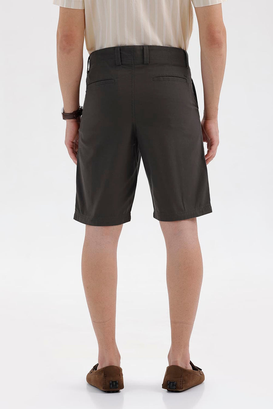 BASICS COMFORT FIT CATACOMBS BROWN COTTON TWILL SHORTS