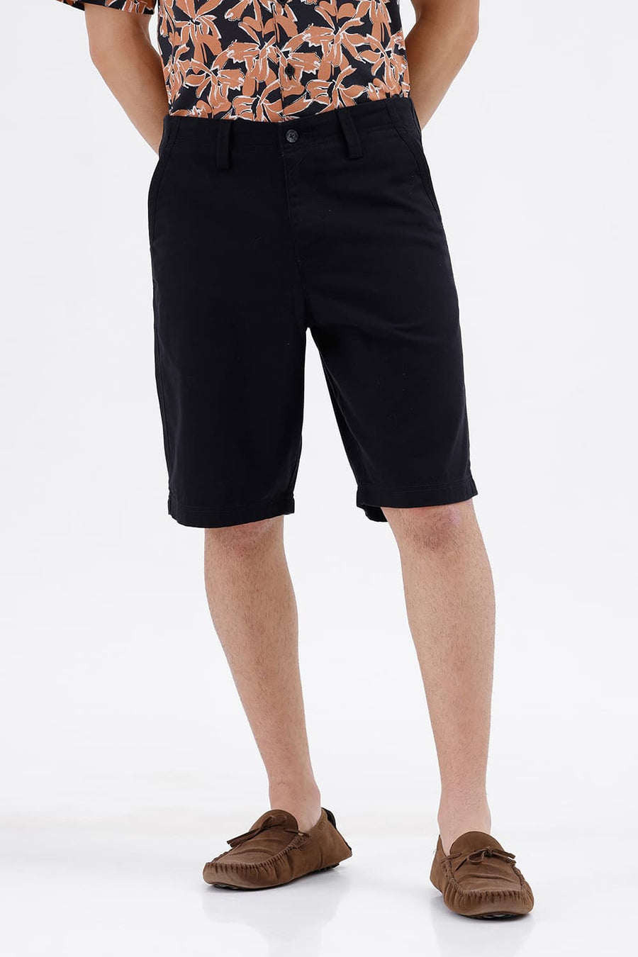 BASICS COMFORT FIT BLACK ROBE COTTON TWILL SHORTS