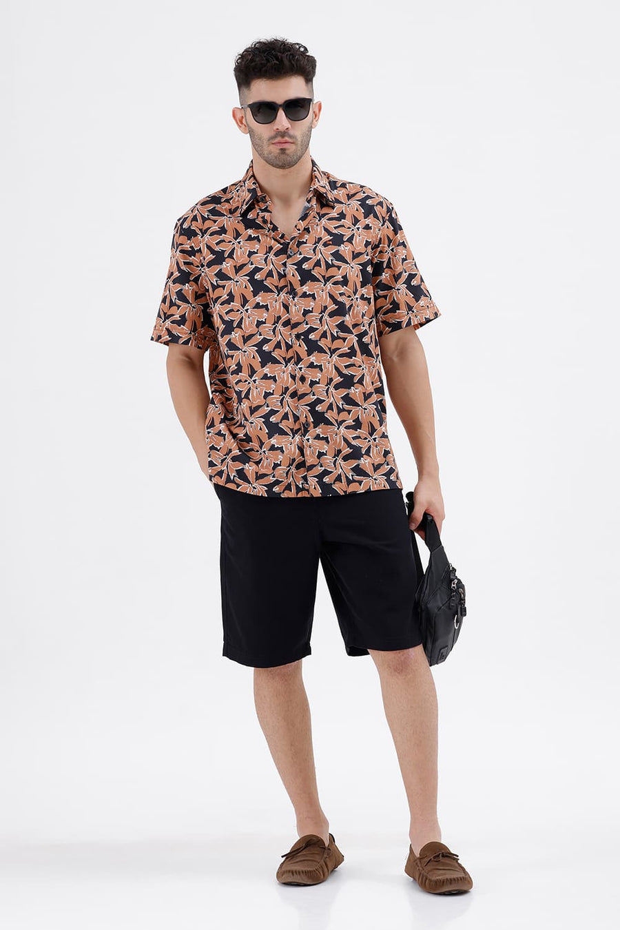 BASICS COMFORT FIT BLACK ROBE COTTON TWILL SHORTS