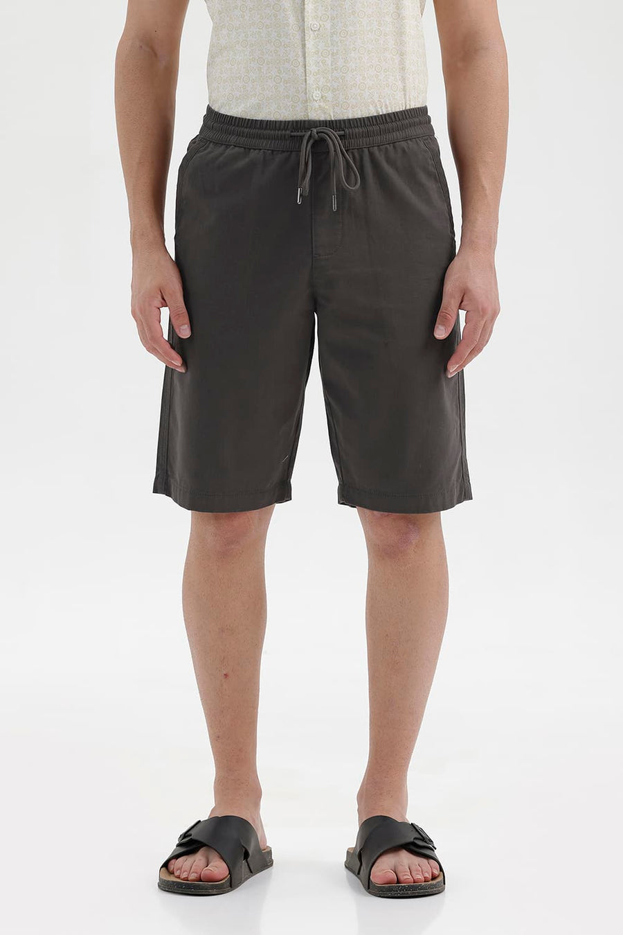 BASICS COMFORT FIT CATACOMBS BROWN COTTON TWILL SHORTS