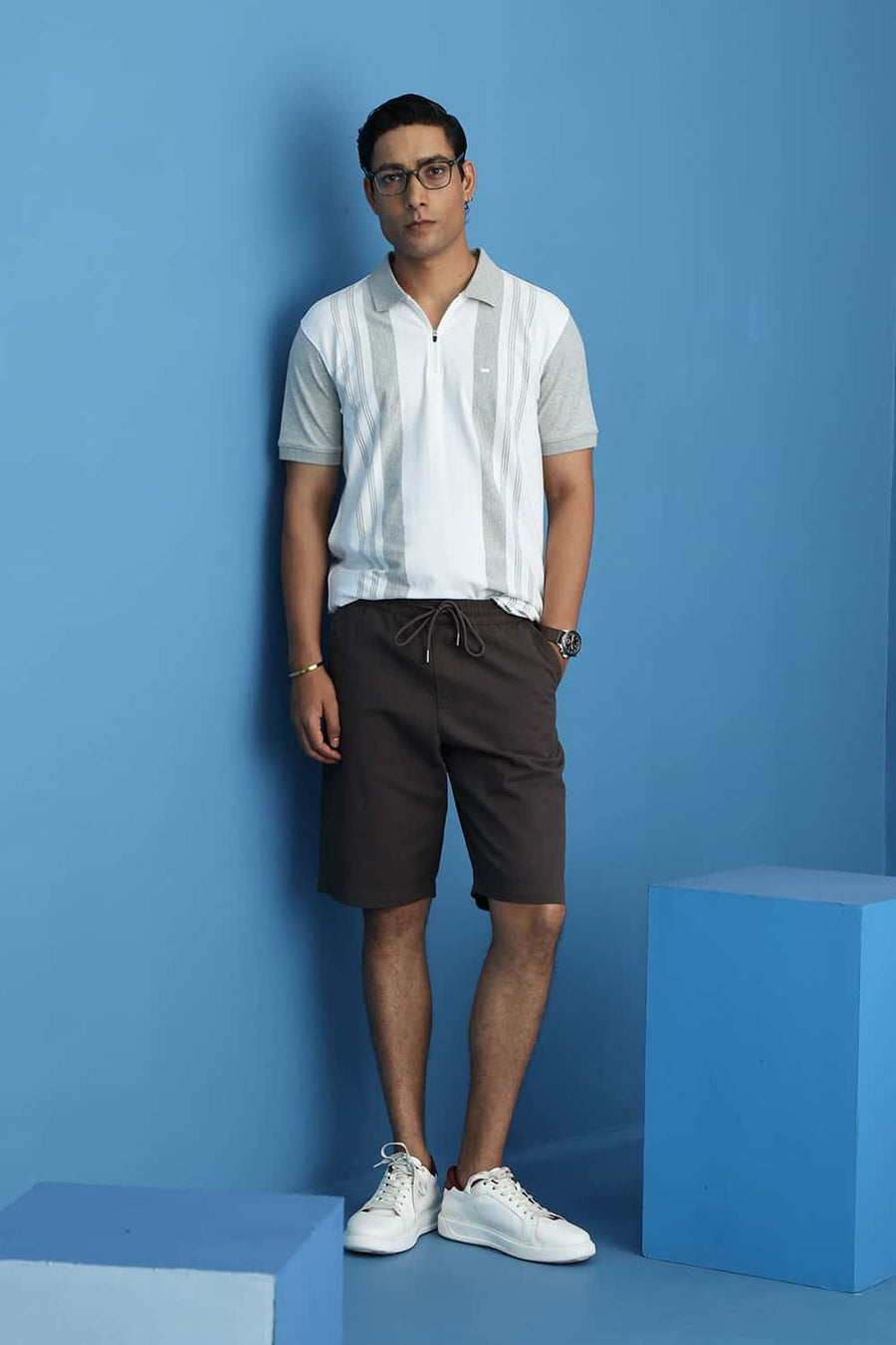 Basics Comfort Fit Catacombs Brown Cotton Twill Shorts