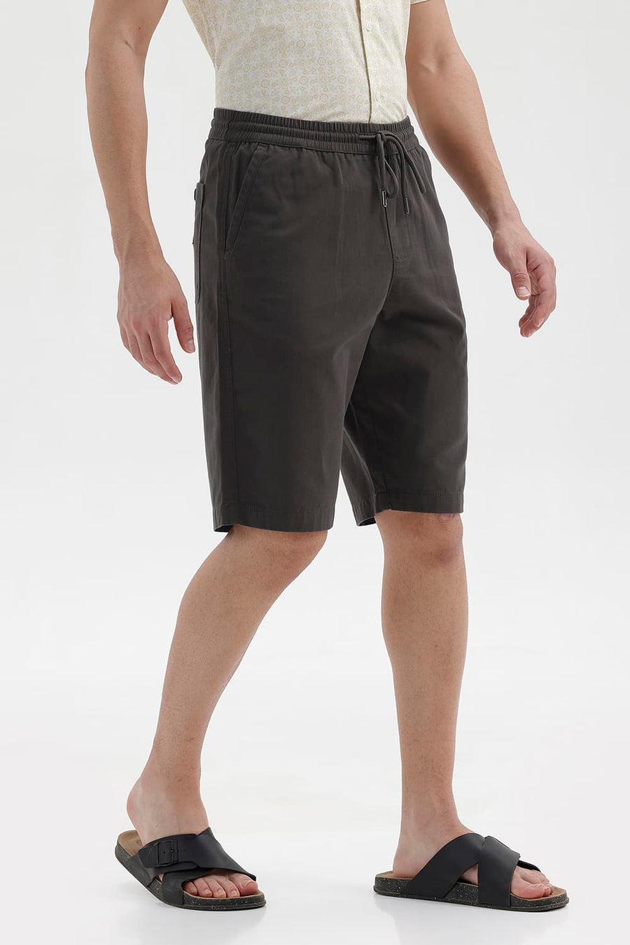 BASICS COMFORT FIT CATACOMBS BROWN COTTON TWILL SHORTS