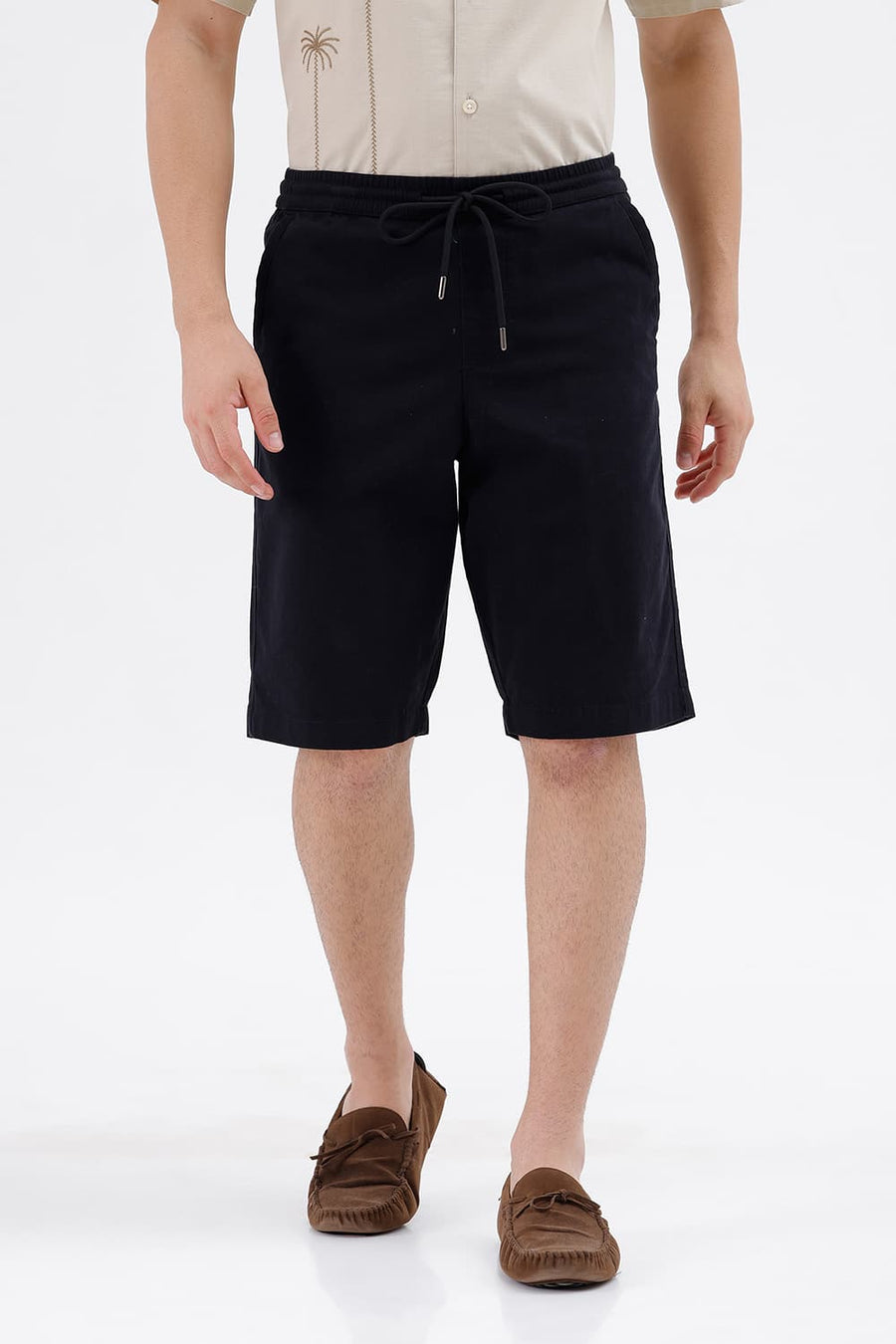 BASICS COMFORT FIT BLACK ROBE COTTON TWILL SHORTS