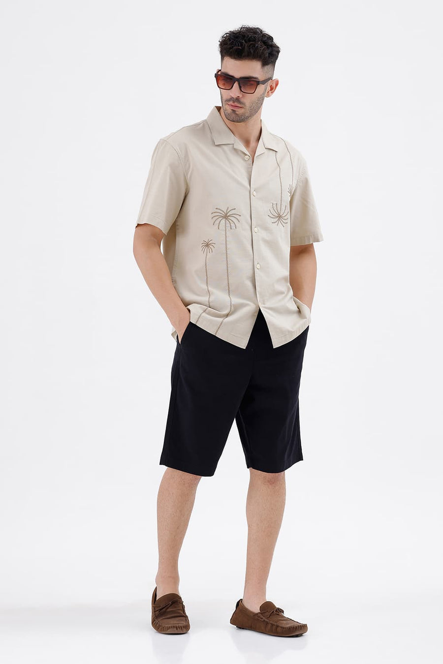 BASICS COMFORT FIT BLACK ROBE COTTON TWILL SHORTS