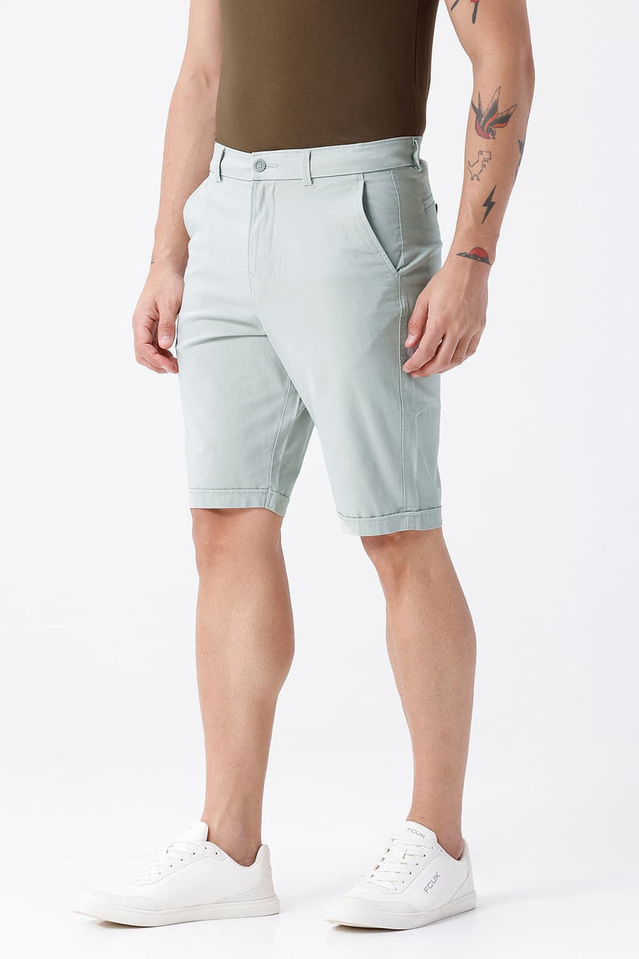 BASICS COMFORT FIT TRACING GRAY BLUE COTTON STRETCH BONANZA DOBBY SORTS