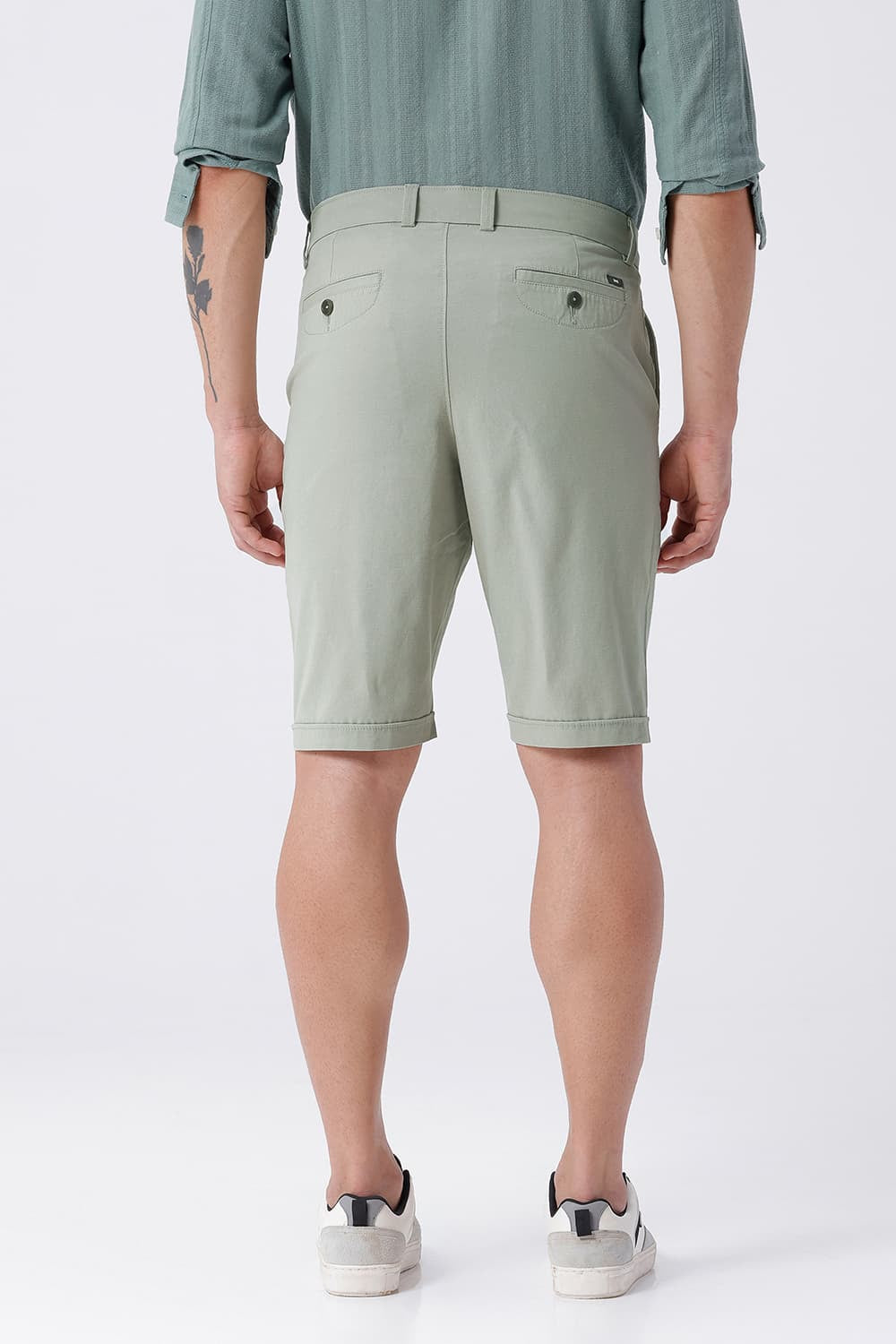 BASICS COMFORT FIT SWAMP LIGHT GREEN COTTON STRETCH BONANZA DOBBY SORTS