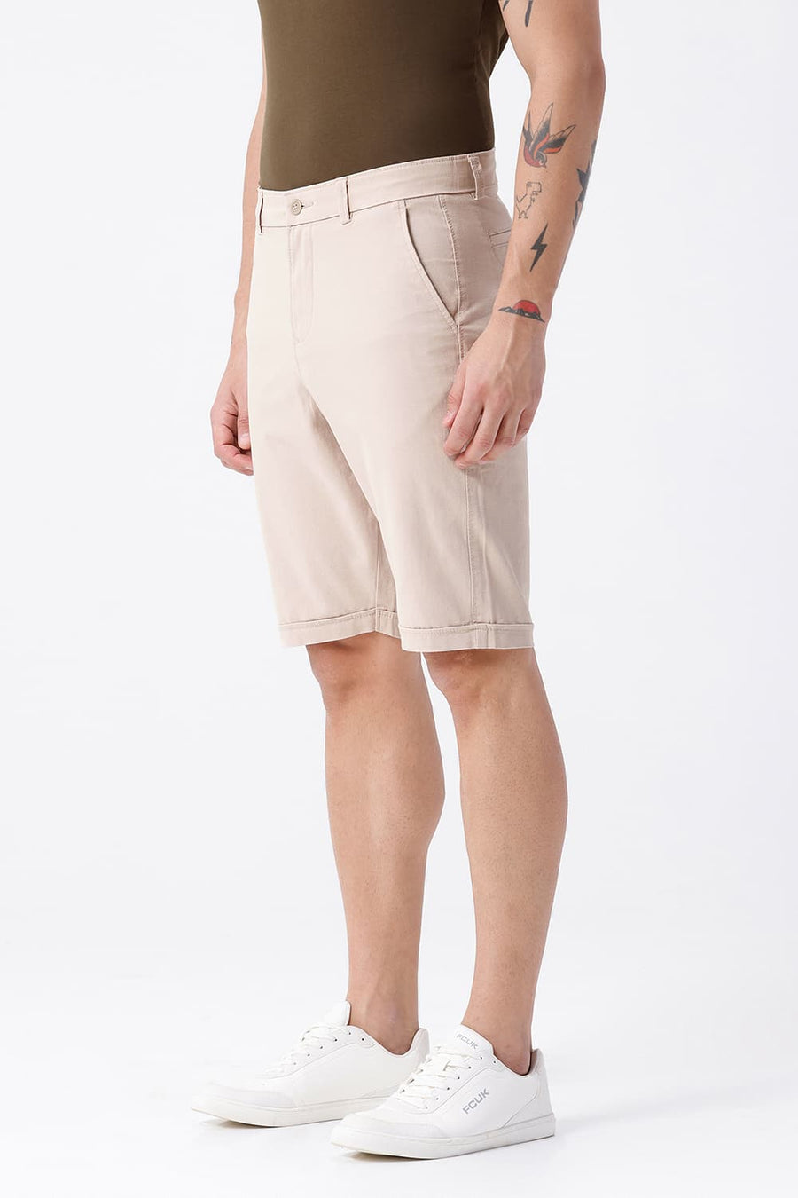 BASICS COMFORT FIT SHEER BLISS BEIGE COTTON STRETCH BONANZA DOBBY SORTS