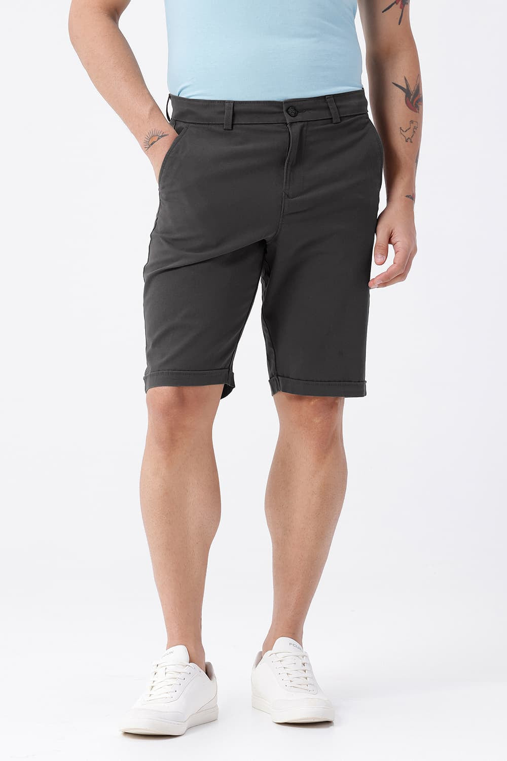BASICS COMFORT FIT LAMP DARK GREY COTTON STRETCH BONANZA DOBBY SORTS
