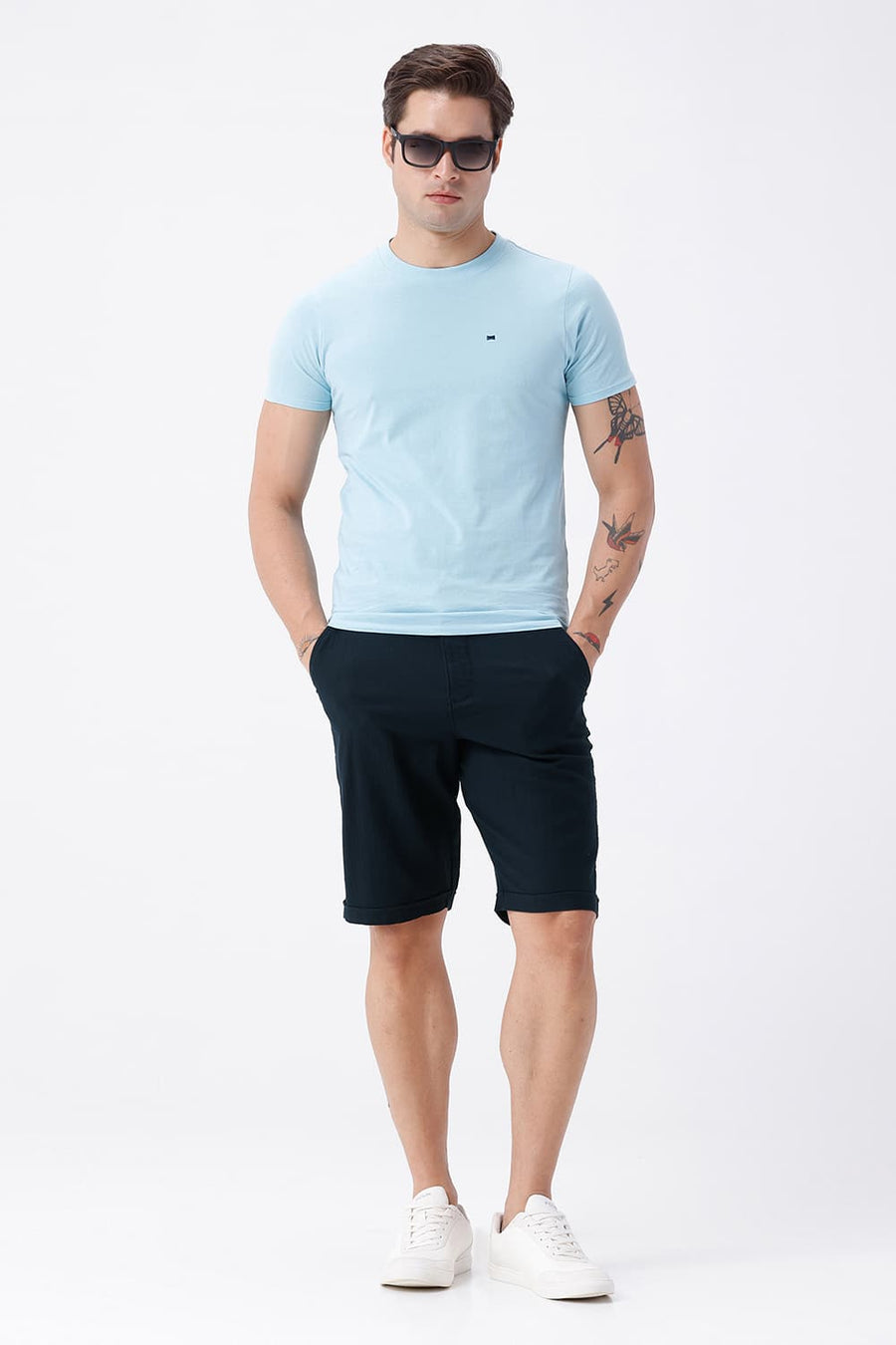BASICS COMFORT FIT BLUEBERRY NAVY COTTON STRETCH DOLPHIN DOBBY SORTS