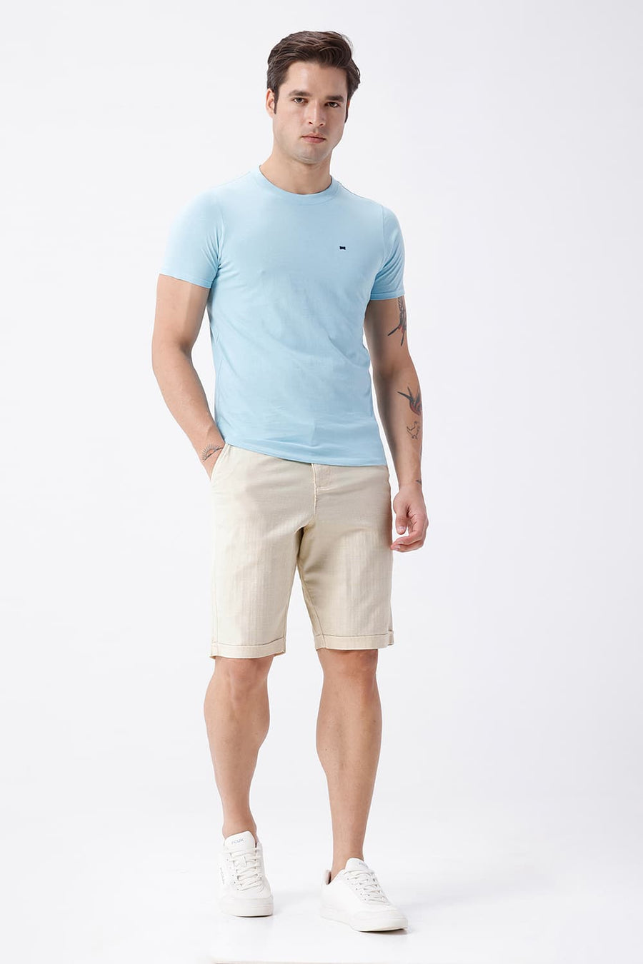 BASICS COMFORT FIT ANTIQUE BEIGE COTTON STRETCH DOLPHIN DOBBY SORTS