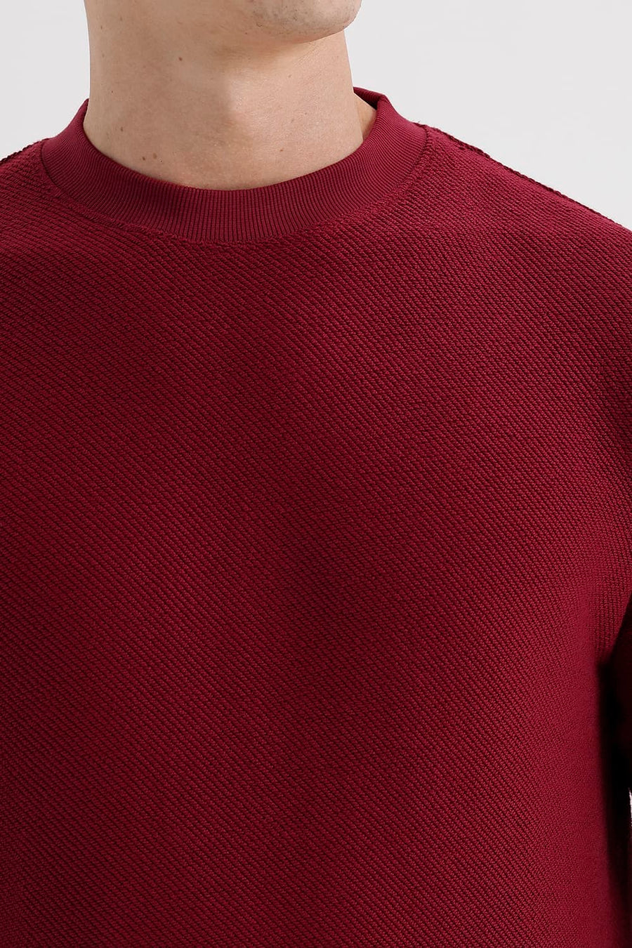 BASICS COMFORT FIT MADDER BROWN COTTON CREW SWEART SHIRT