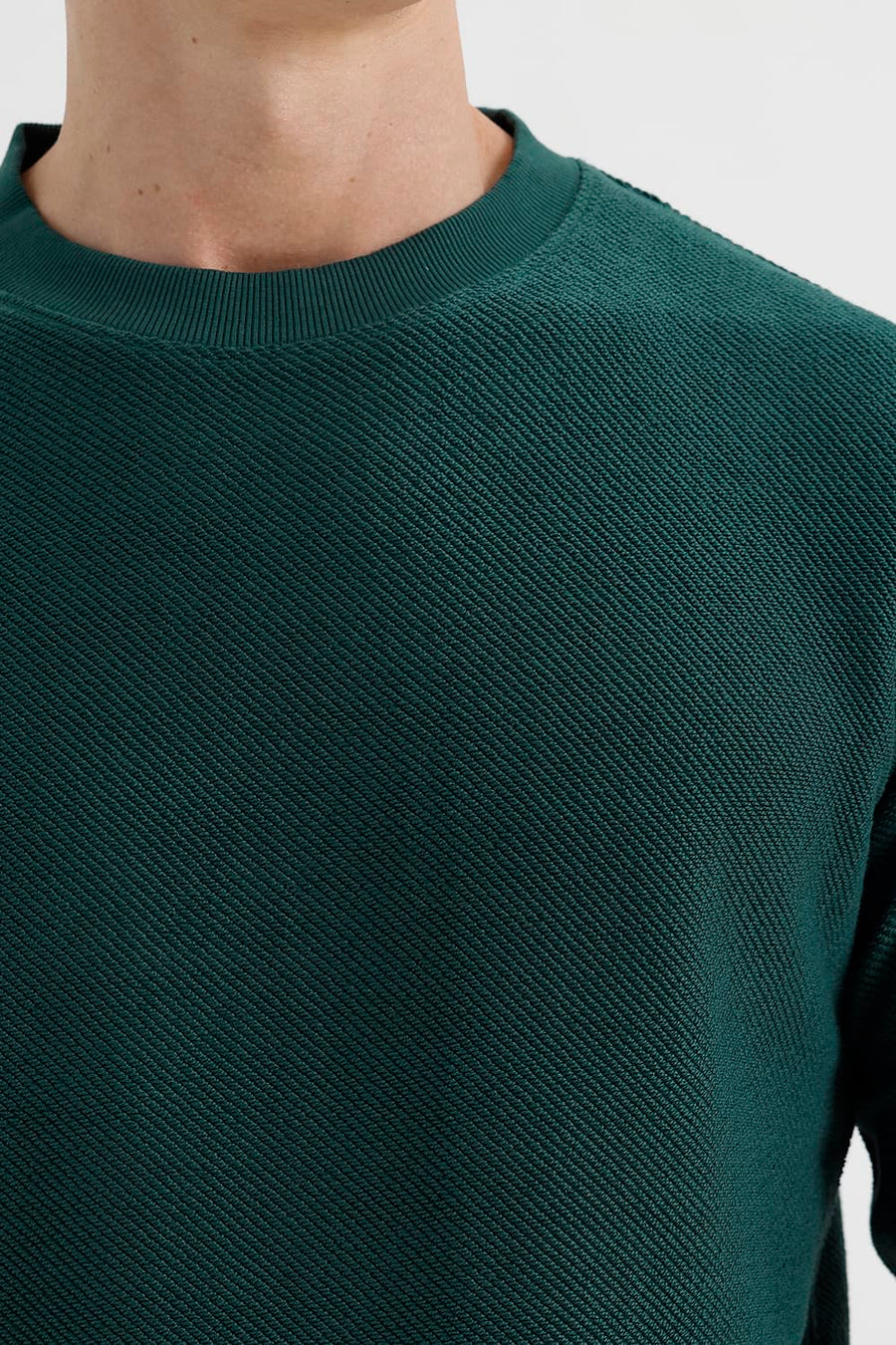 BASICS COMFORT FIT BISTRO GREEN COTTON CREW SWEART SHIRT