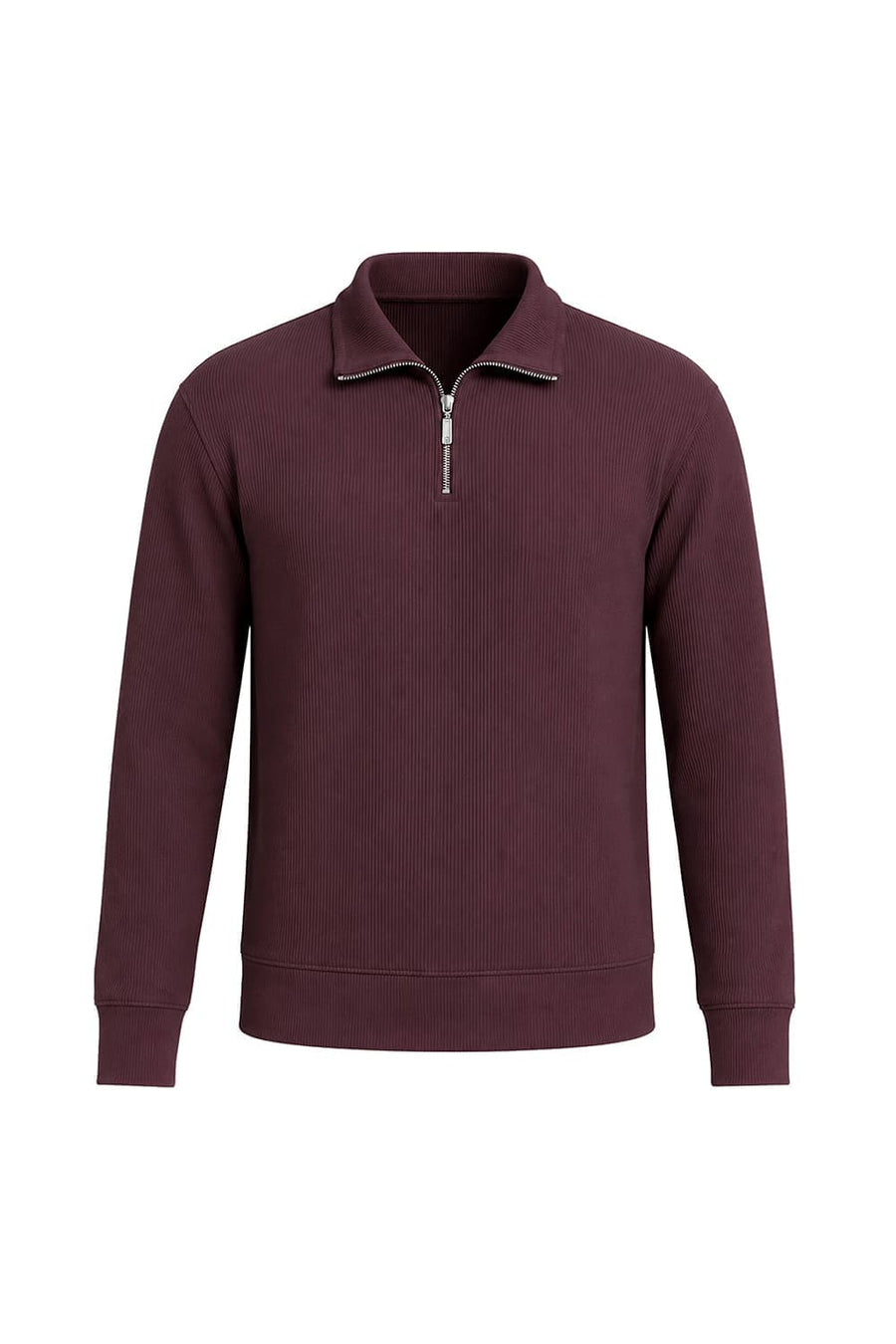 BASICS COMFORT FIT RAISIN COTTON HIGH NECK FULL ZIPPER SWEART SHIRT