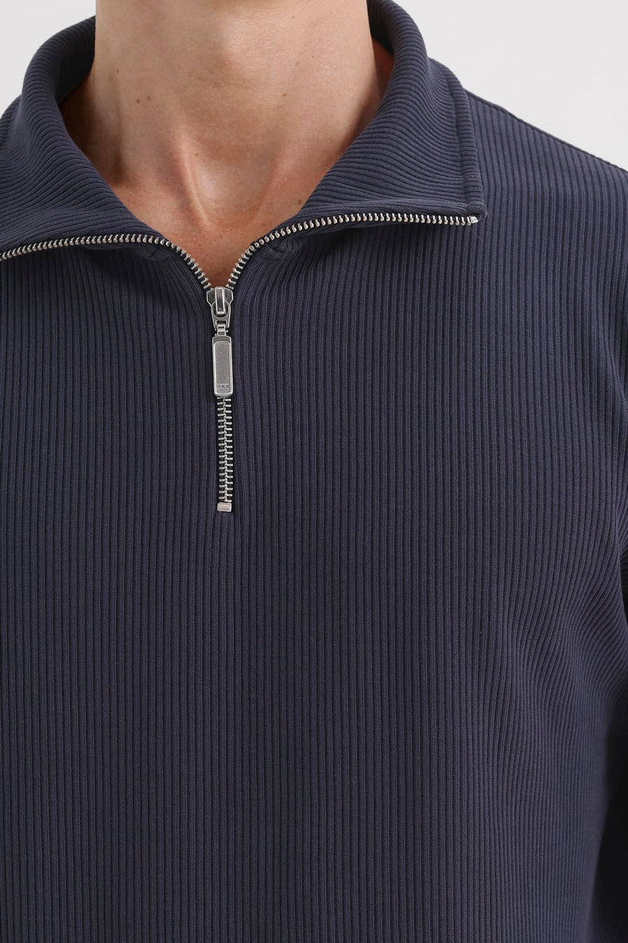BASICS COMFORT FIT BLACK CAT COTTON HIGH NECK FULL ZIPPER SWEART SHIRT