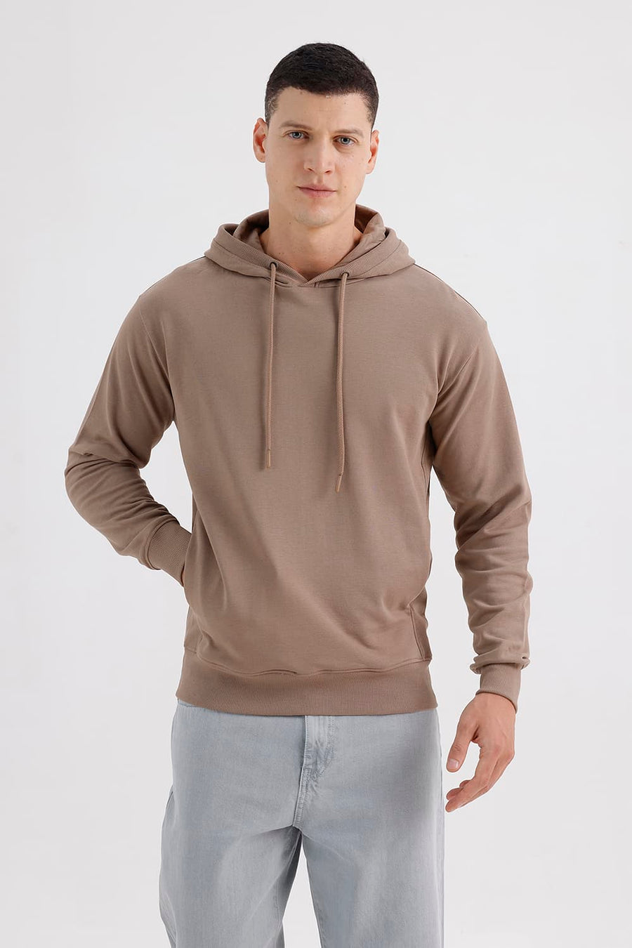 BASICS COMFORT FIT MOUNTAIN TRAIL COTTON HOOD WITHOUT POCKET SWEART SHIRT