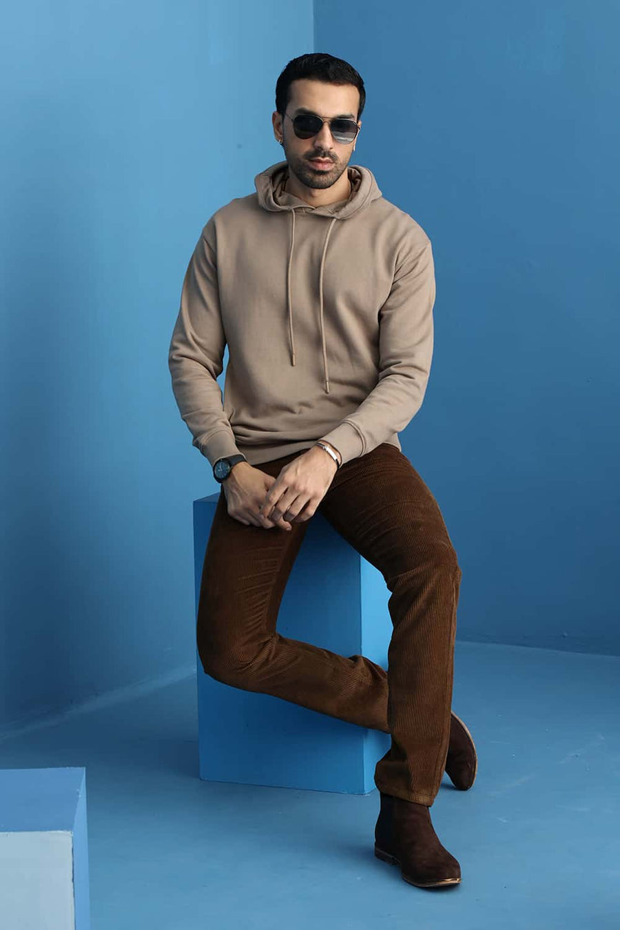Basics Comfort Fit Mountain Trail Cotton Hood Without Pocket Sweart Shirt