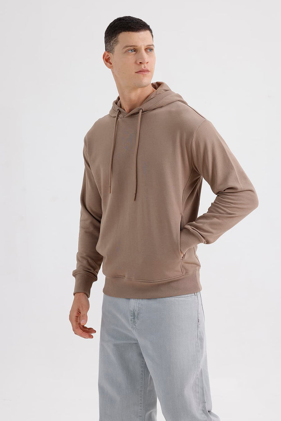 BASICS COMFORT FIT MOUNTAIN TRAIL COTTON HOOD WITHOUT POCKET SWEART SHIRT