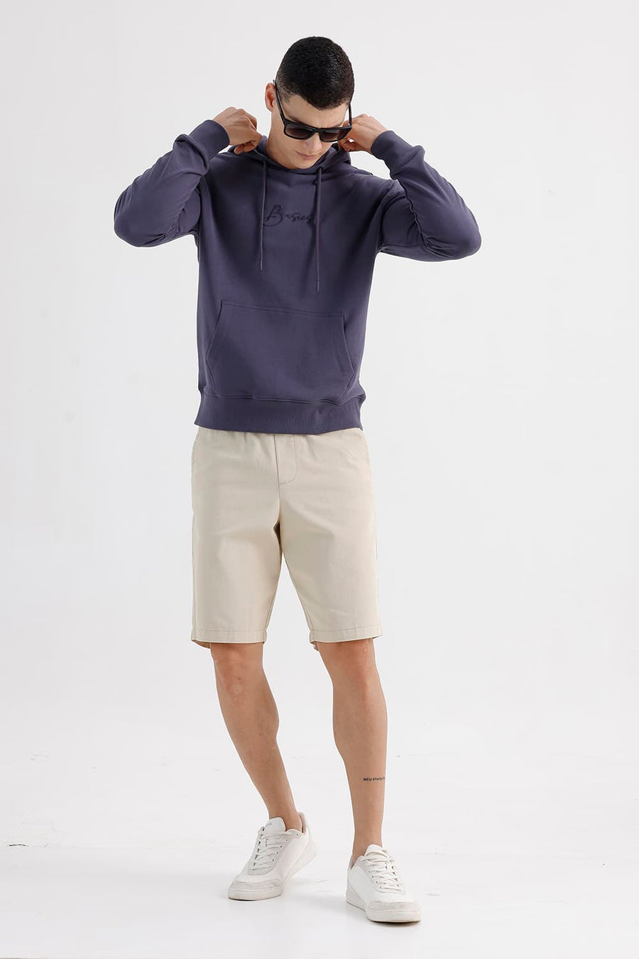 BASICS COMFORT FIT GRAYSTONE COTTON HOOD WITH POCKET SWEART SHIRT