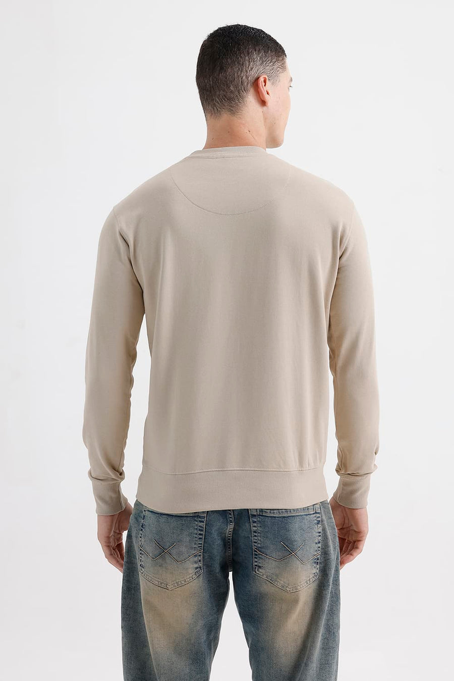 BASICS COMFORT FIT FIELDS OF RYE COTTON CREW SWEART SHIRT