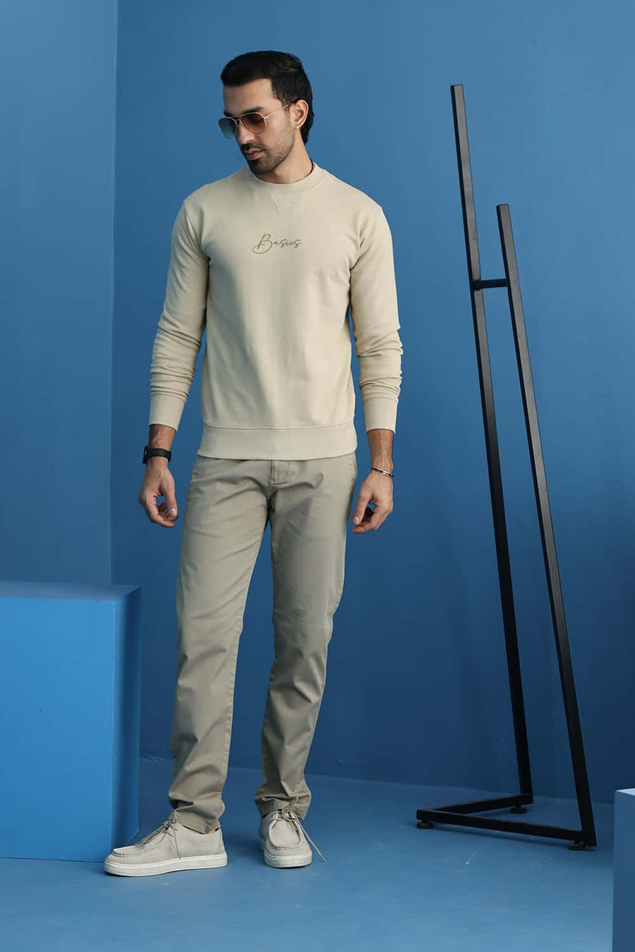 Basics Comfort Fit Fields Of Rye Cotton Crew Sweart Shirt