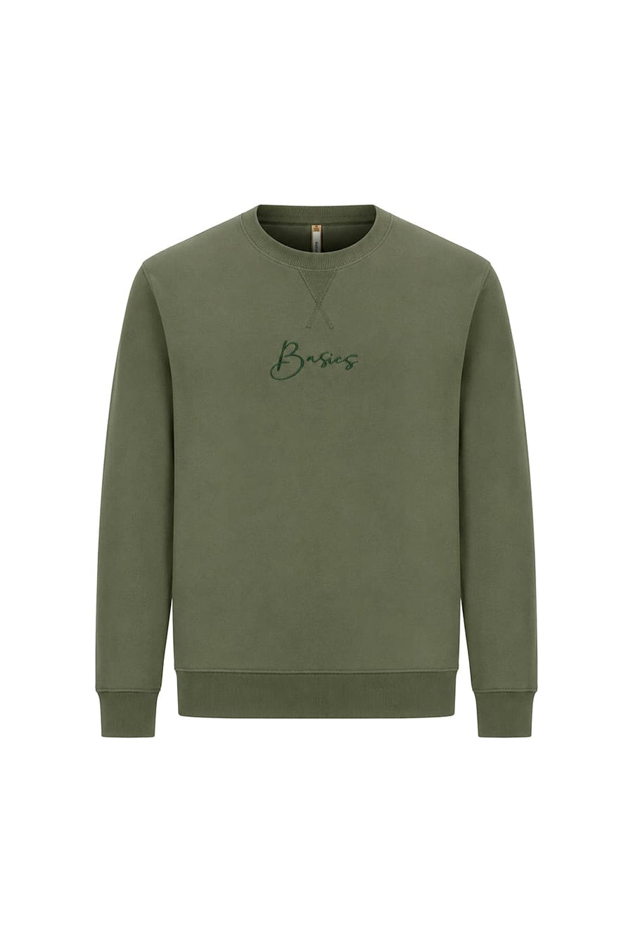 BASICS COMFORT FIT DEEP LICHEN GREEN COTTON CREW SWEART SHIRT