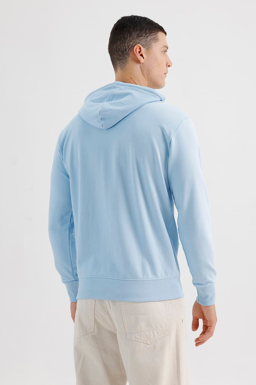 BASICS COMFORT FIT NANTUCKET BREEZE COTTON HOOD FULL ZIPPER SWEART SHIRT