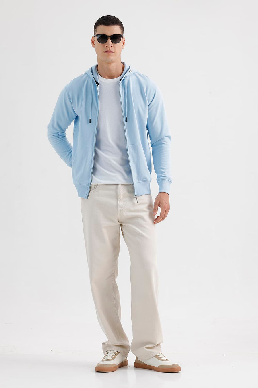 BASICS COMFORT FIT NANTUCKET BREEZE COTTON HOOD FULL ZIPPER SWEART SHIRT