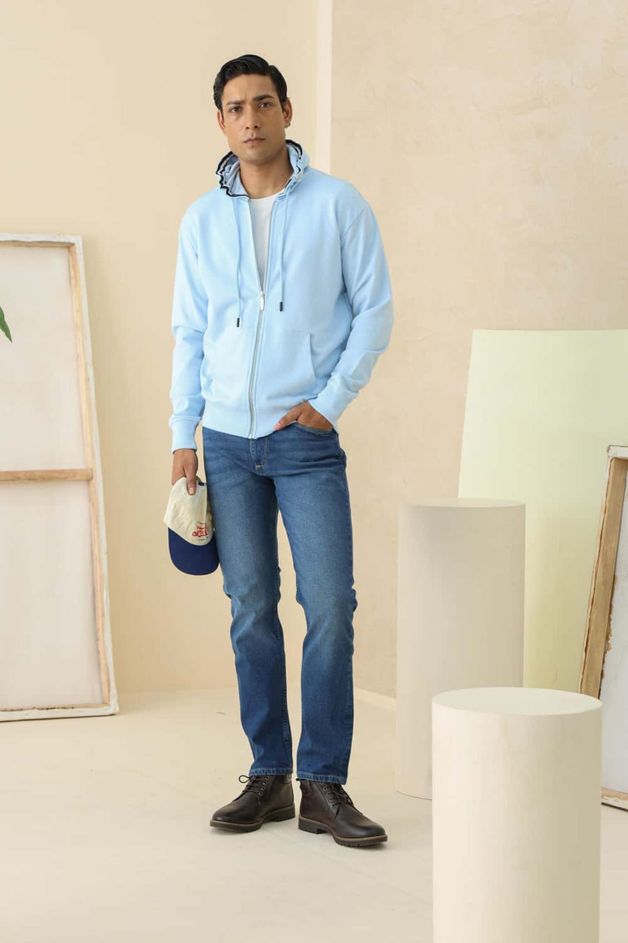 Basics Comfort Fit Nantucket Breeze Cotton Hood Full Zipper Sweart Shirt