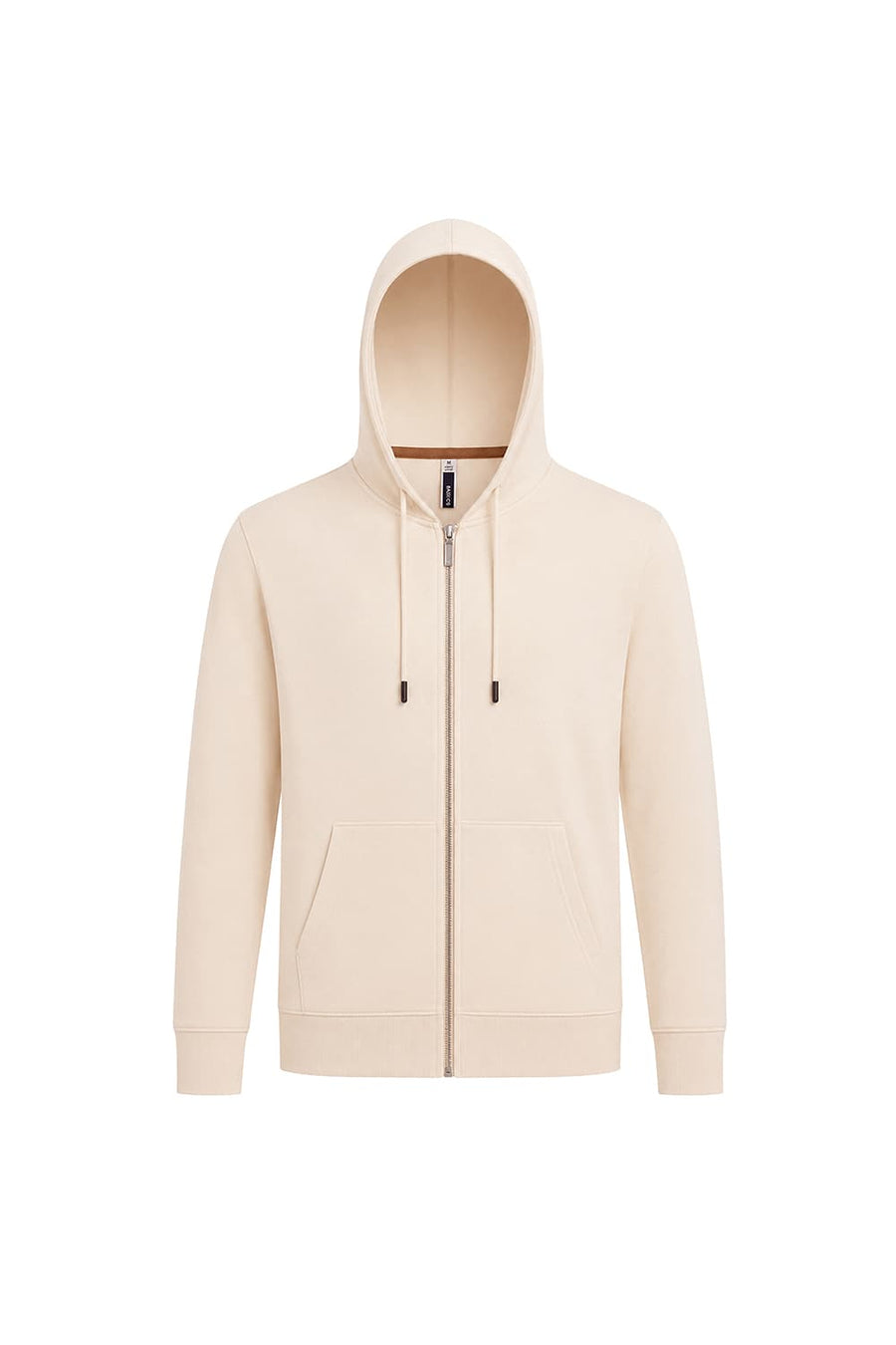 BASICS COMFORT FIT PARCHMENT COTTON HOOD FULL ZIPPER SWEART SHIRT