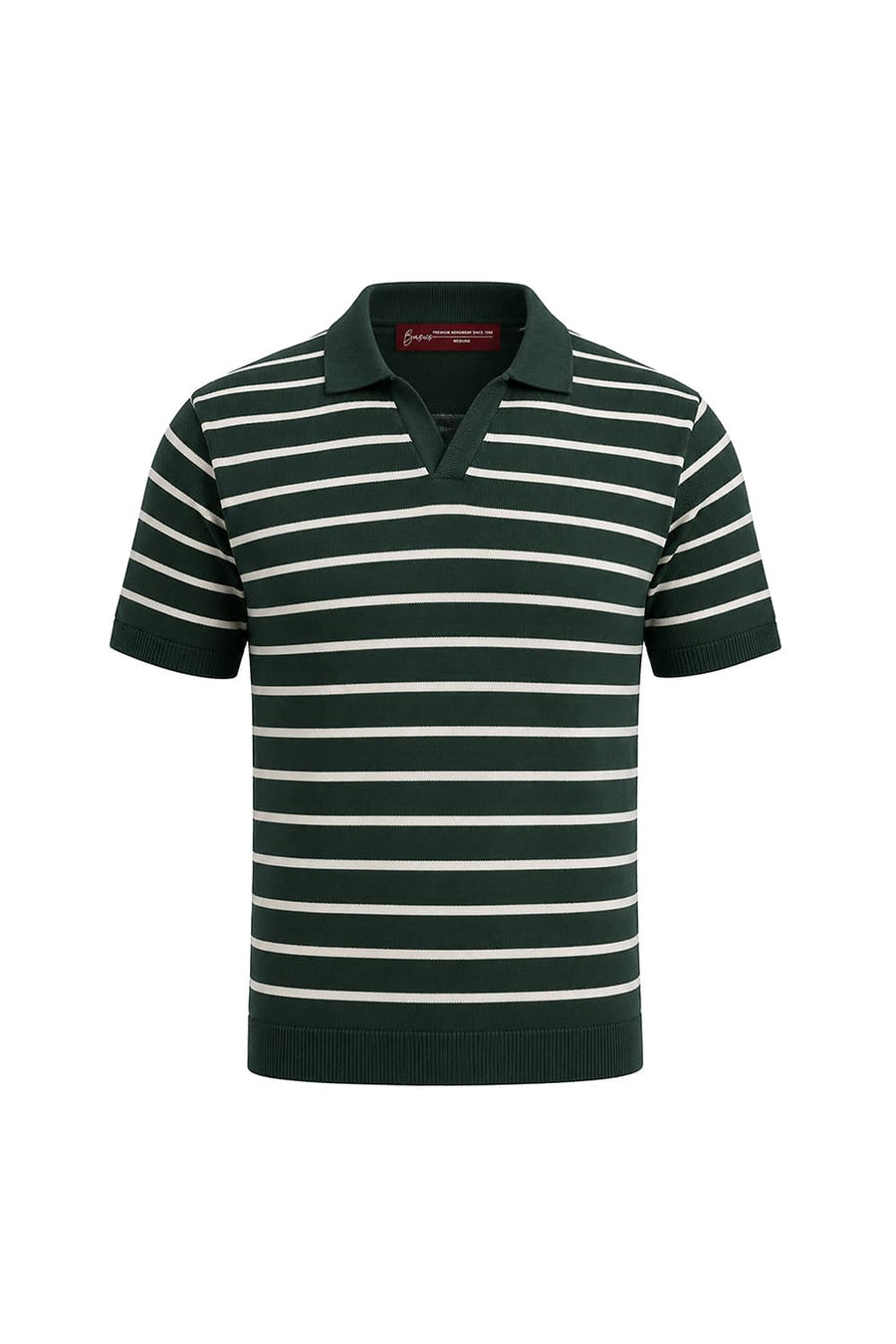 BASICS COMFORT FIT BOTANICAL GARDEN COTTON JOHNNY COLLAR STRIPE SWEART SHIRT