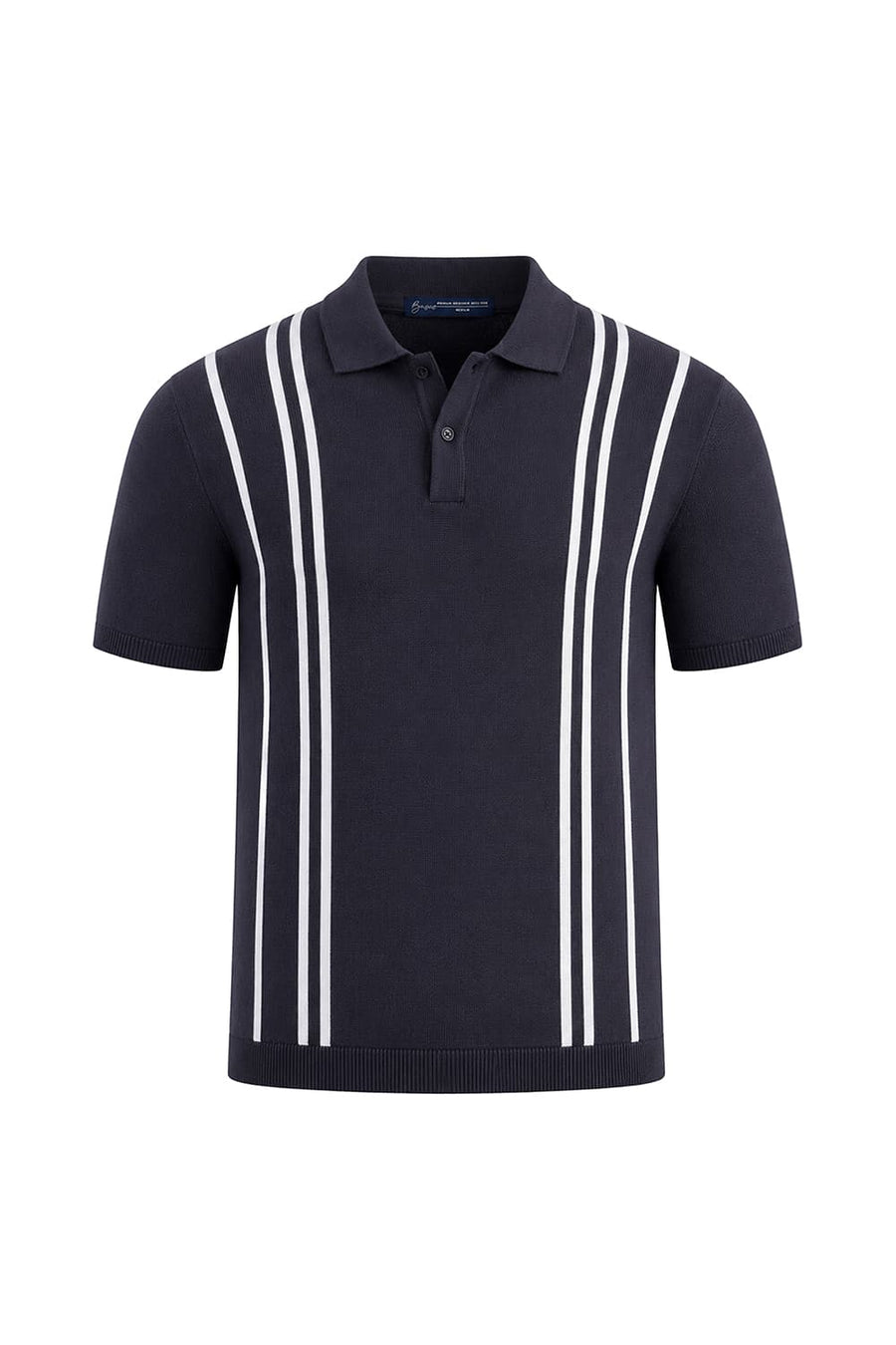 BASICS COMFORT FIT GRAYSTONE COTTON POLO VERTICAL STRIPES SWEART SHIRT