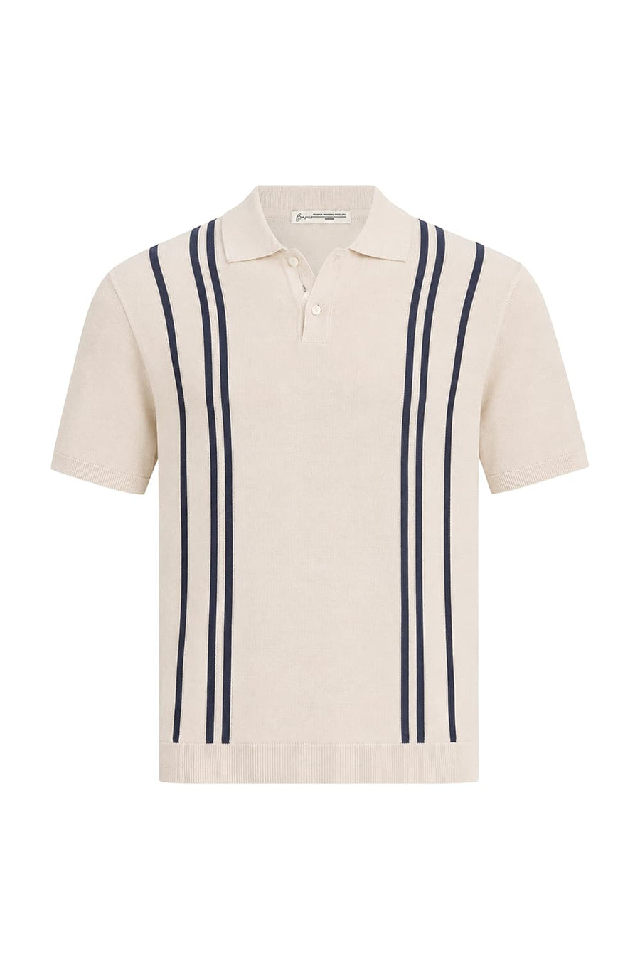 BASICS COMFORT FIT WHITECAP GRAY COTTON POLO VERTICAL STRIPES SWEART SHIRT