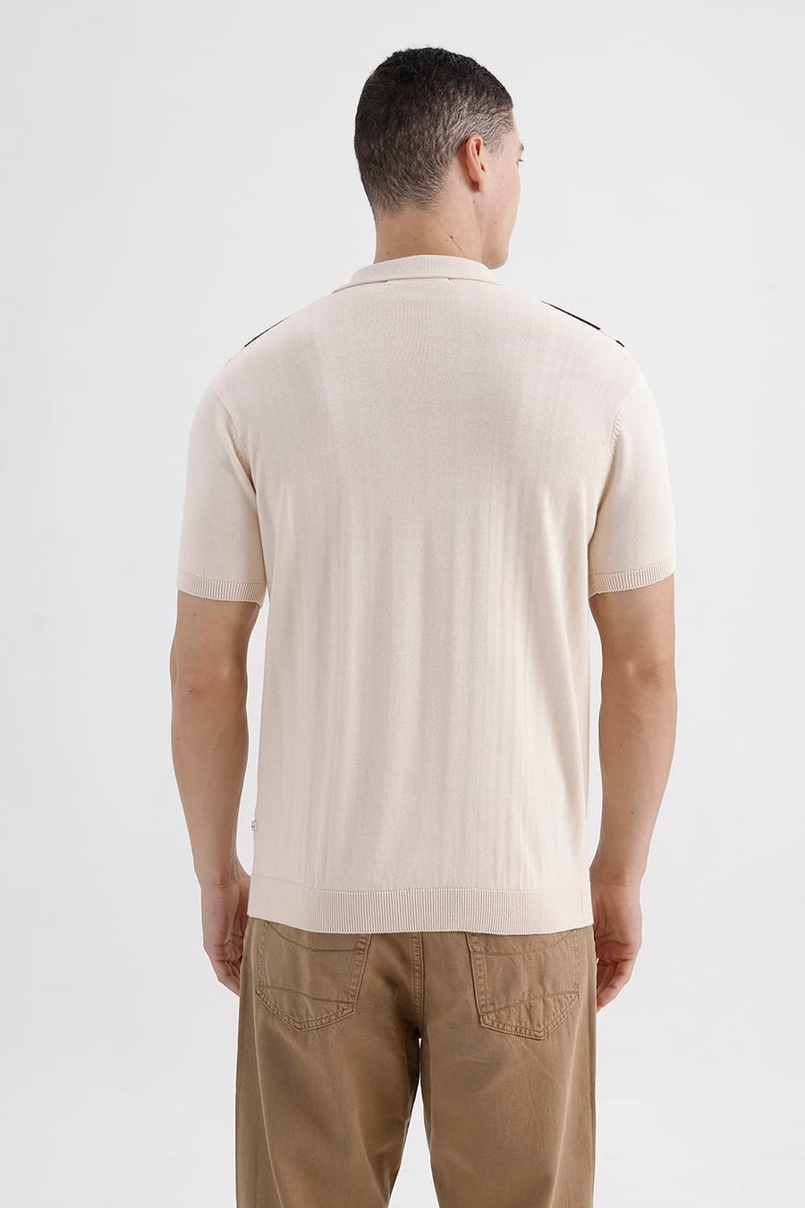 BASICS COMFORT FIT BLACK CAT COTTON VERTICAL STRIPES SWEART SHIRT