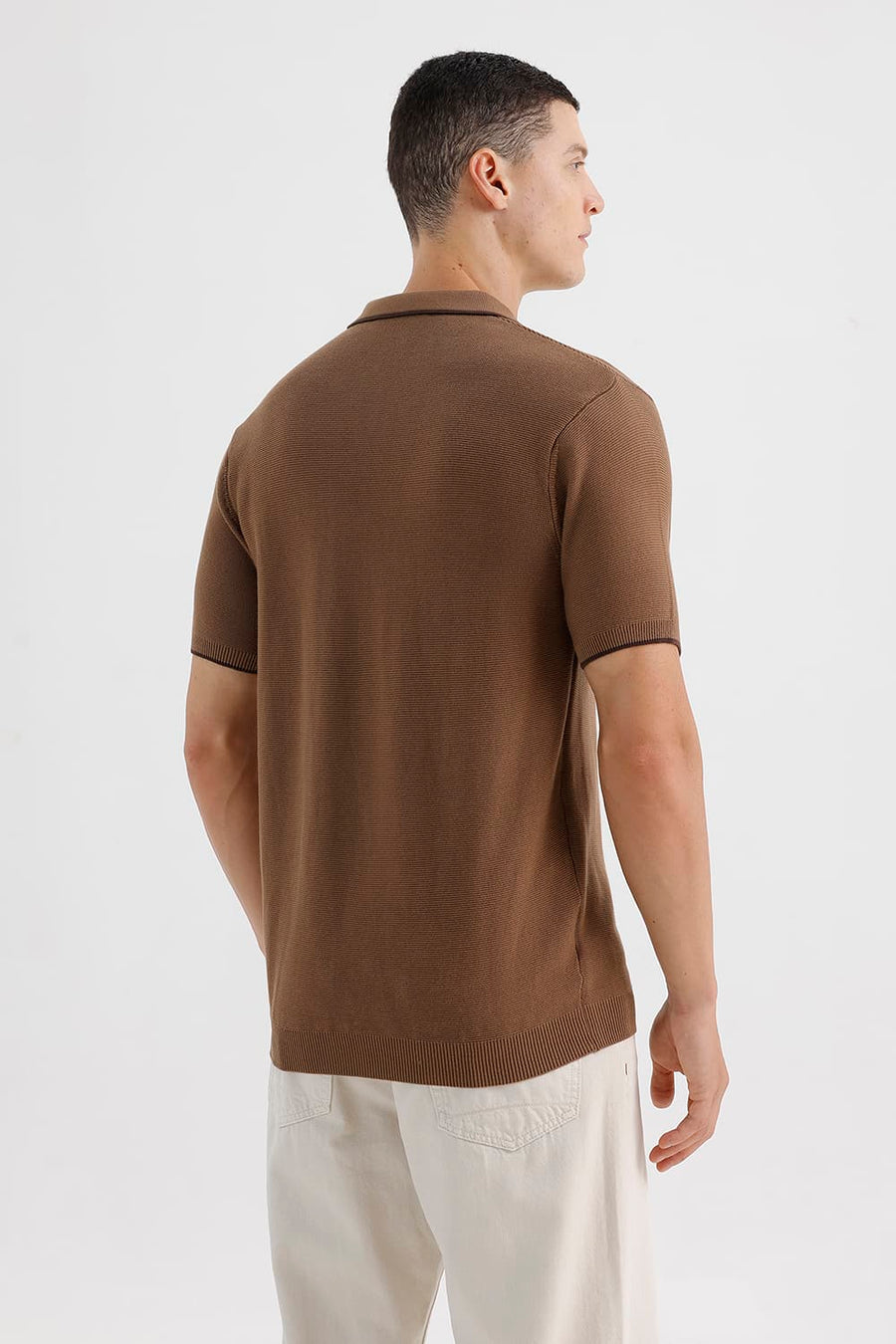 BASICS COMFORT FIT OTTER COTTON JOHNNY COLLAR SWEART SHIRT