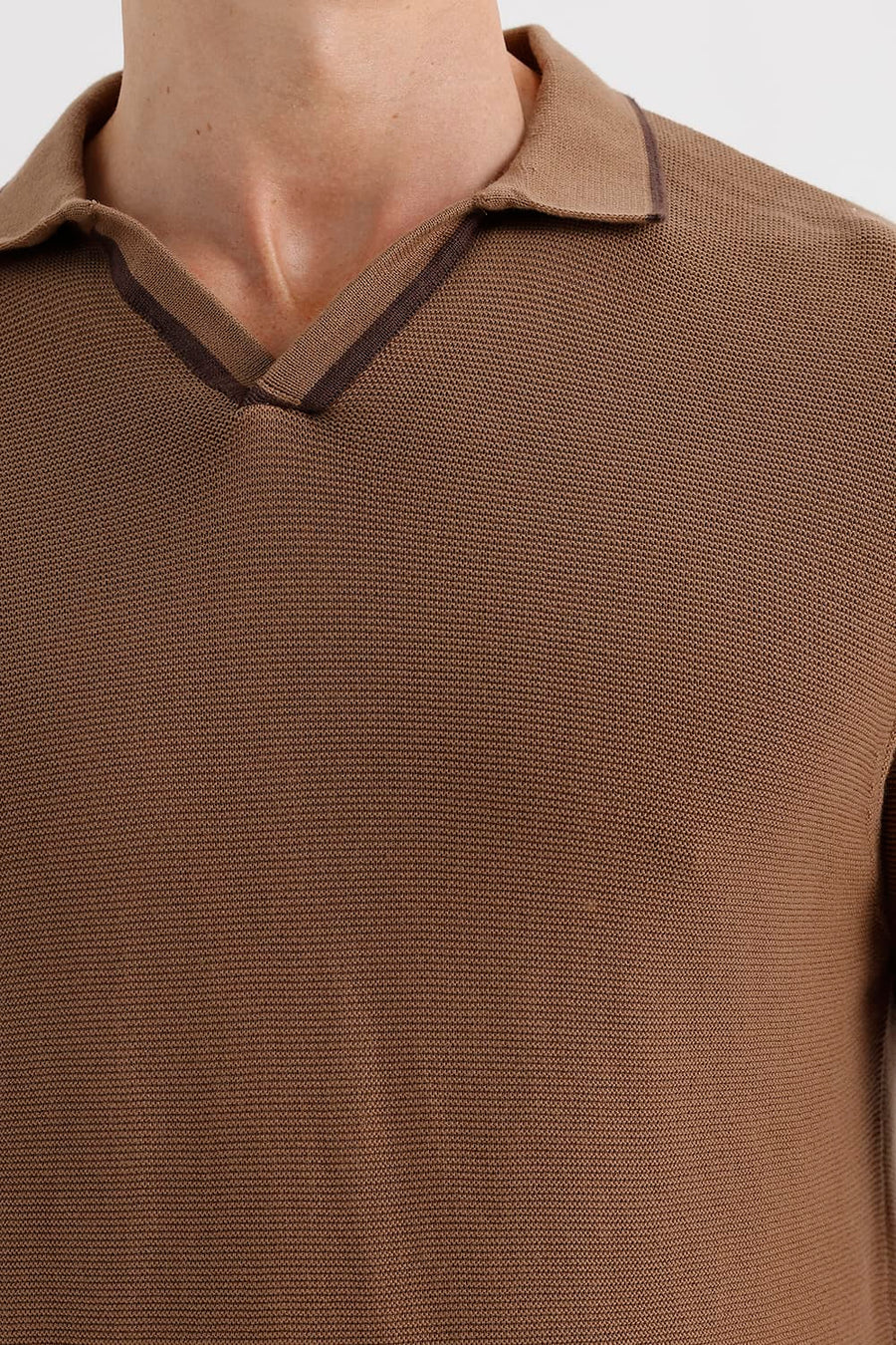 BASICS COMFORT FIT OTTER COTTON JOHNNY COLLAR SWEART SHIRT