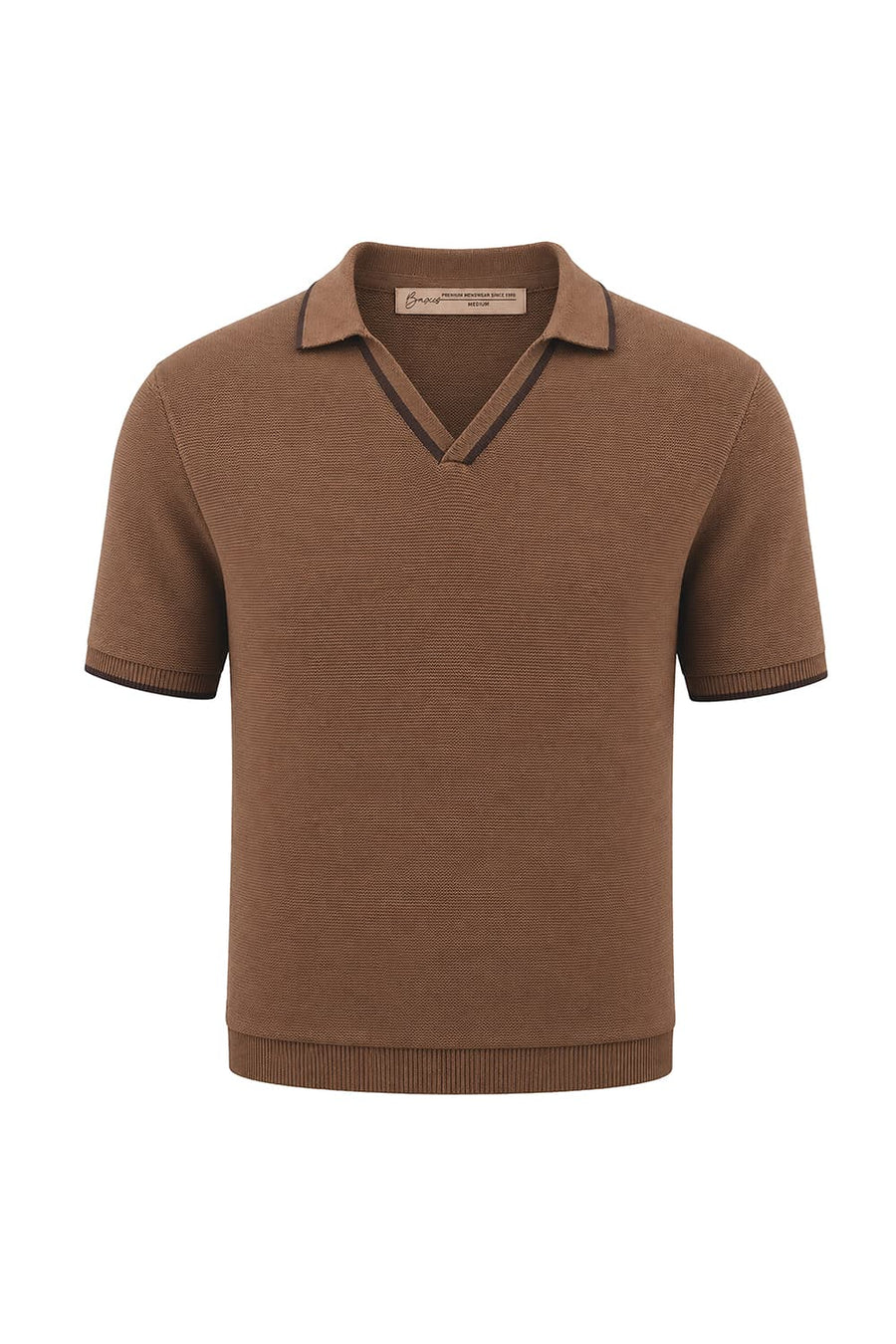 BASICS COMFORT FIT OTTER COTTON JOHNNY COLLAR SWEART SHIRT