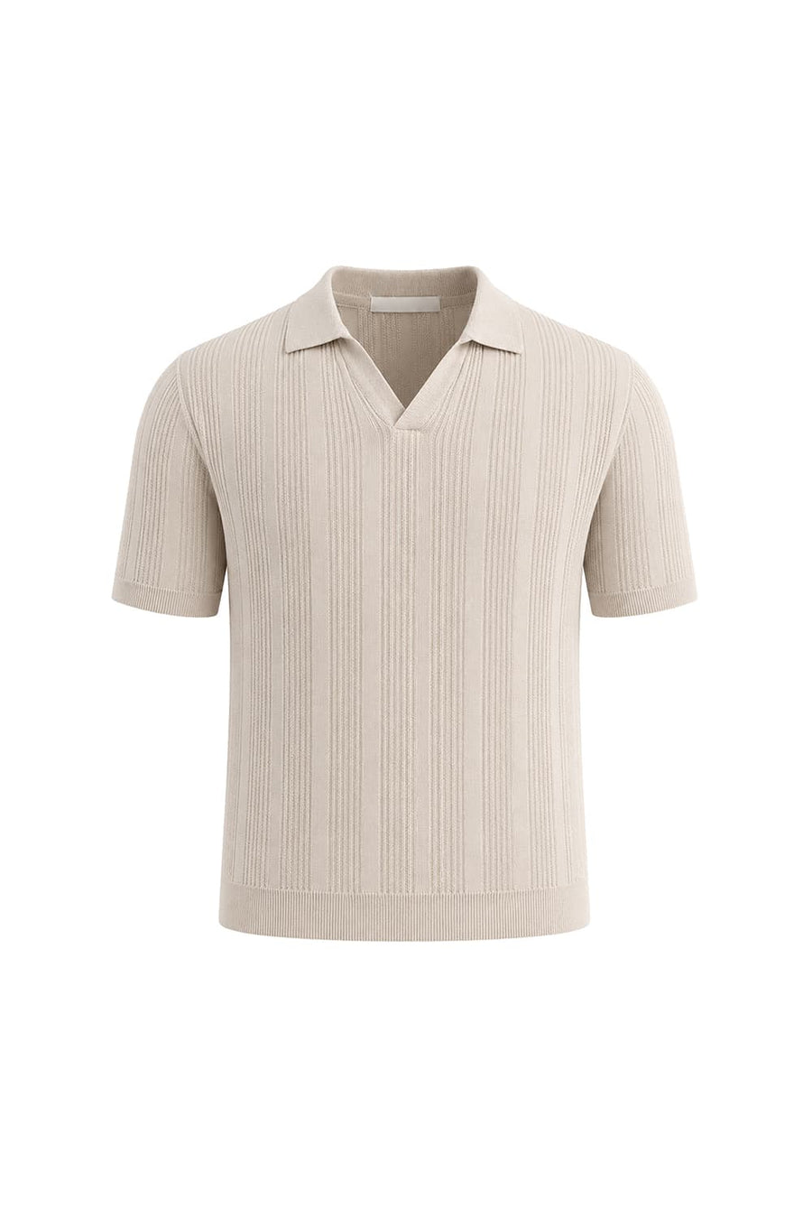 BASICS COMFORT FIT SUMMER SAND COTTON JOHNNY COLLAR SWEART SHIRT
