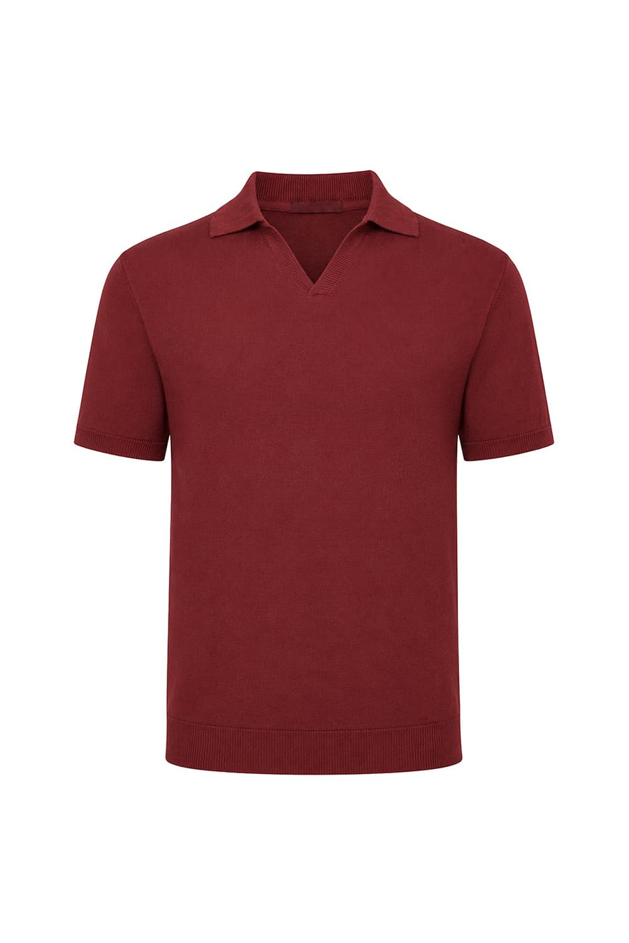 BASICS COMFORT FIT BARN RED COTTON JOHNNY COLLAR SWEART SHIRT