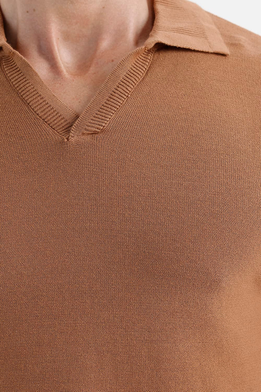 BASICS COMFORT FIT CHIPMUNK COTTON JOHNNY COLLAR SWEART SHIRT