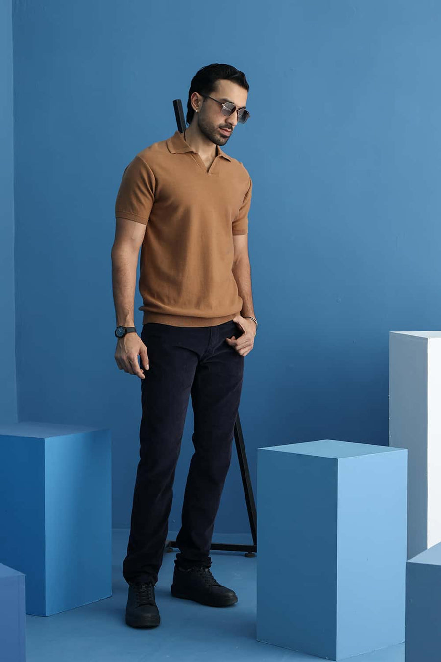 Basics Comfort Fit Chipmunk Cotton Johnny Collar Sweart Shirt