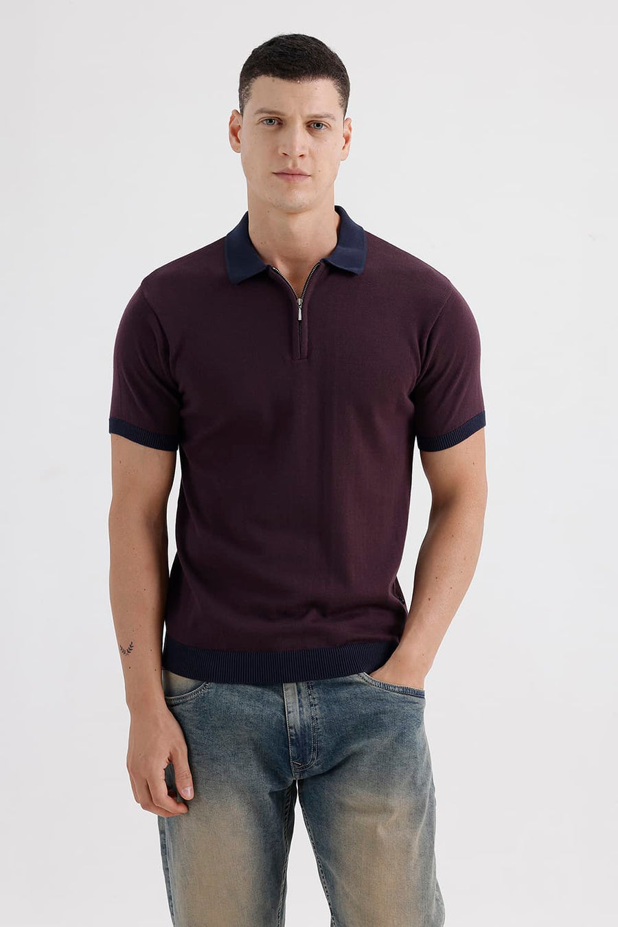 BASICS COMFORT FIT WINE TASTING COTTON POLO SWEART SHIRT