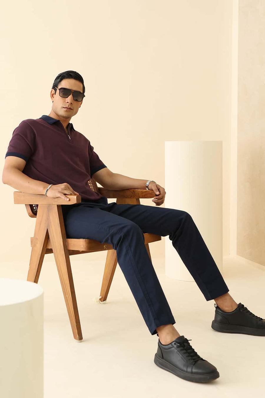 Basics Comfort Fit Wine Tasting Cotton Polo Sweart Shirt