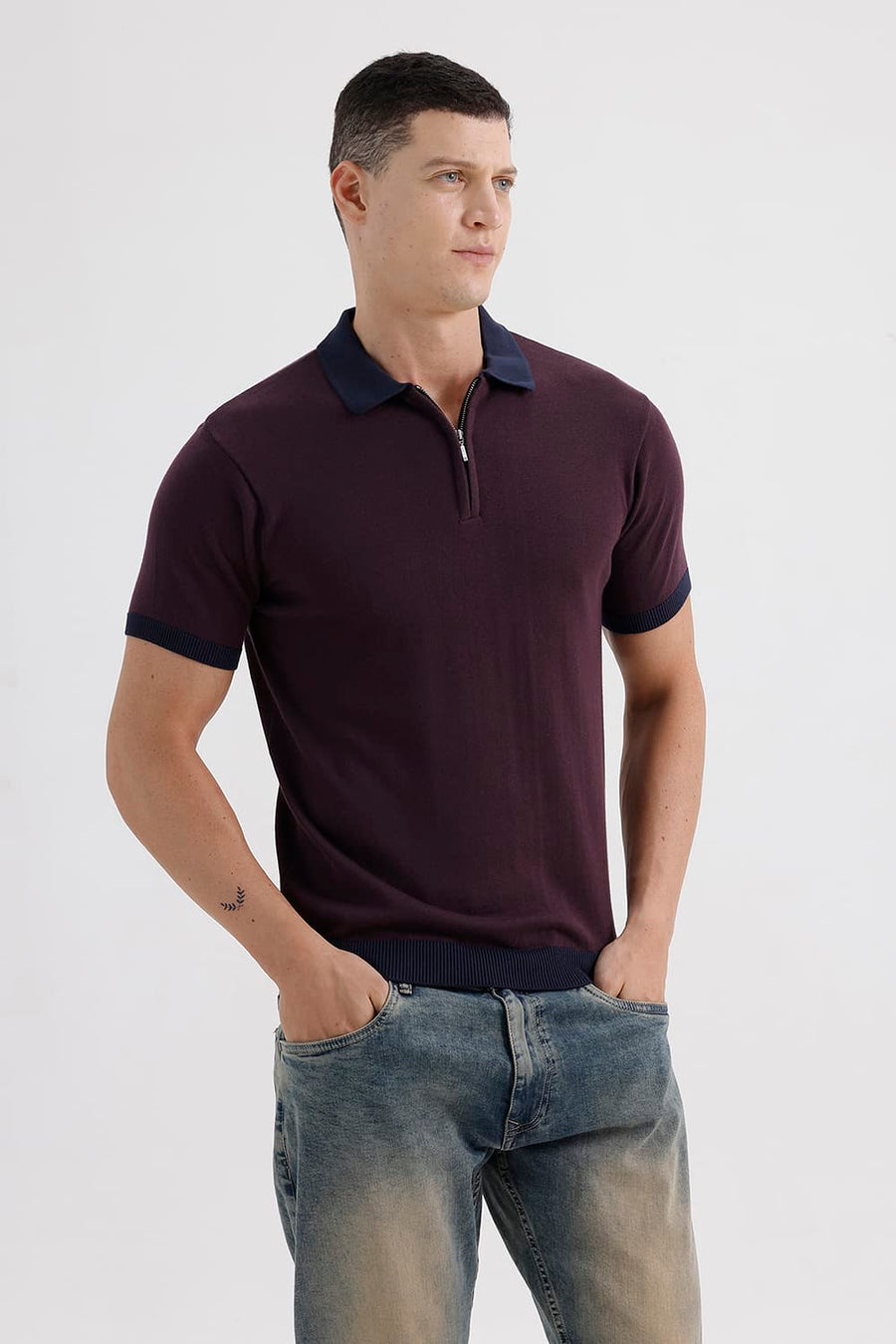 BASICS COMFORT FIT WINE TASTING COTTON POLO SWEART SHIRT