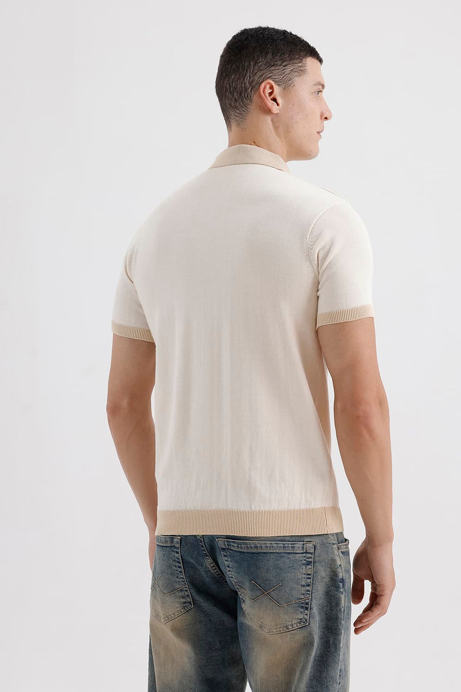 BASICS COMFORT FIT PAPYRUS COTTON POLO SWEART SHIRT