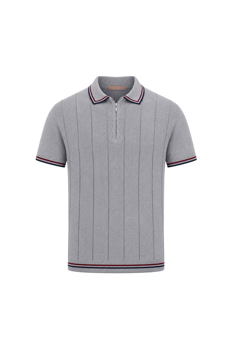 BASICS COMFORT FIT GRAY MELANGE COTTON POLO SWEART SHIRT
